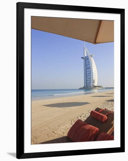 Jumeirah Beach and the Burj Al Arab Hotel, Dubai, United Arab Emirates, Middle East-Amanda Hall-Framed Photographic Print