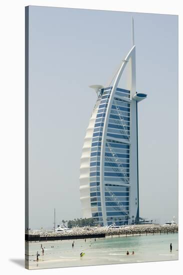 Jumeirah Beach with Burj Al Arab Hotel Dubai, United Arab Emirates-Michael DeFreitas-Stretched Canvas