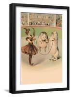 Jump Rope Pig-null-Framed Art Print