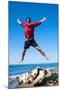 Jumping close to sea, Capalbio beach, province of Grosseto, Tuscany, Italy, Europe-Nico Tondini-Mounted Photographic Print