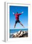 Jumping close to sea, Capalbio beach, province of Grosseto, Tuscany, Italy, Europe-Nico Tondini-Framed Photographic Print