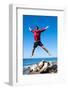 Jumping close to sea, Capalbio beach, province of Grosseto, Tuscany, Italy, Europe-Nico Tondini-Framed Photographic Print