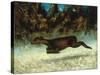 Jumping Deer-Gustave Courbet-Stretched Canvas