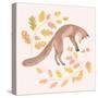 Jumping Fox, Fall Leaves-Stacy Hsu-Stretched Canvas