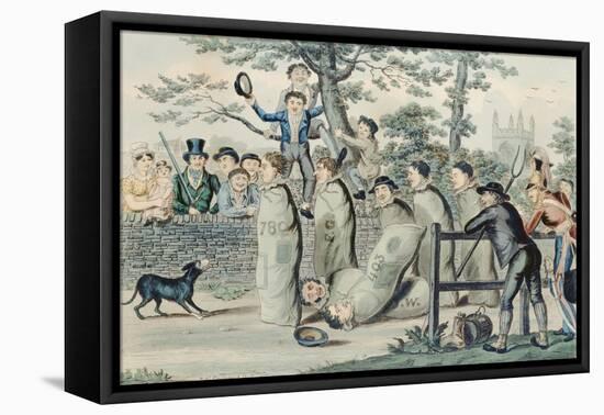 Jumping in Sacks-Isaac Robert Cruikshank-Framed Stretched Canvas