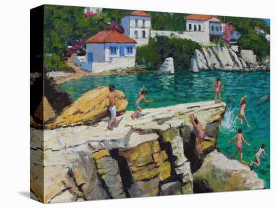 Jumping into the Sea, Plates , Skiathos, 2015-Andrew Macara-Stretched Canvas
