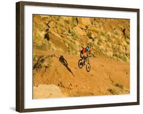 Jumping Mountain Bike, Rockville, Utah, USA-Chuck Haney-Framed Photographic Print