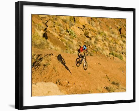 Jumping Mountain Bike, Rockville, Utah, USA-Chuck Haney-Framed Photographic Print