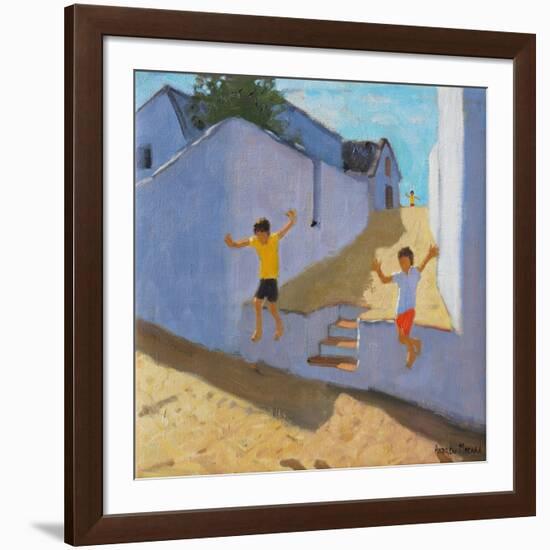 Jumping Off a Wall, Mykonos, 2015-Andrew Macara-Framed Giclee Print