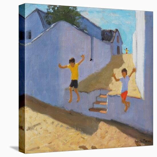 Jumping Off a Wall, Mykonos, 2015-Andrew Macara-Stretched Canvas