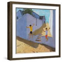 Jumping Off a Wall, Mykonos, 2015-Andrew Macara-Framed Giclee Print