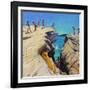 Jumping Off the Rocks, Plates, Skiathos, 2015-Andrew Macara-Framed Giclee Print