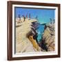 Jumping Off the Rocks, Plates, Skiathos, 2015-Andrew Macara-Framed Giclee Print