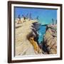 Jumping Off the Rocks, Plates, Skiathos, 2015-Andrew Macara-Framed Giclee Print