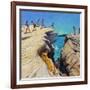 Jumping Off the Rocks, Plates, Skiathos, 2015-Andrew Macara-Framed Giclee Print