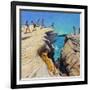 Jumping Off the Rocks, Plates, Skiathos, 2015-Andrew Macara-Framed Giclee Print