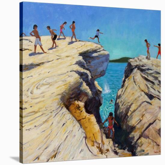 Jumping Off the Rocks, Plates, Skiathos, 2015-Andrew Macara-Stretched Canvas