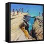 Jumping Off the Rocks, Plates, Skiathos, 2015-Andrew Macara-Framed Stretched Canvas