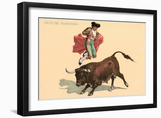 Jumping over Bull-null-Framed Art Print