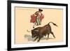 Jumping over Bull-null-Framed Art Print