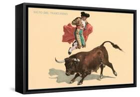 Jumping over Bull-null-Framed Stretched Canvas