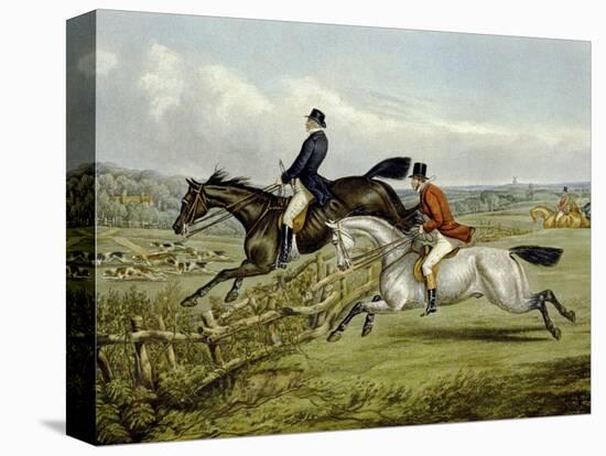 Jumping, Plate from 'The Right and the Wrong Sort', in Fores Hunting Sketches, Engraved by John…-Henry Thomas Alken-Stretched Canvas