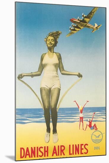 Jumping Rope on Beach-null-Mounted Art Print