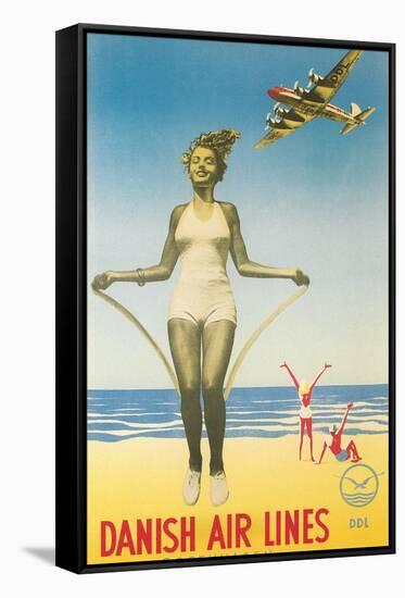 Jumping Rope on Beach-null-Framed Stretched Canvas