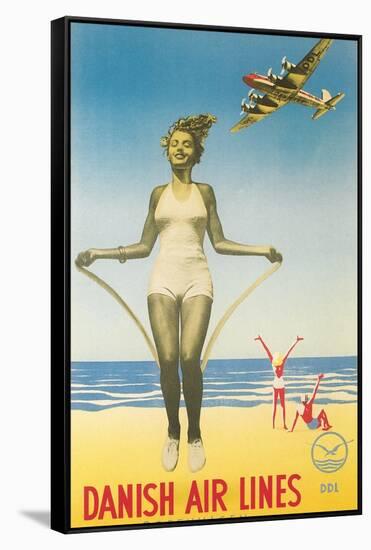 Jumping Rope on Beach-null-Framed Stretched Canvas