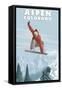 Jumping Snowboarder - Aspen, Colorado-Lantern Press-Framed Stretched Canvas