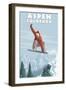 Jumping Snowboarder - Aspen, Colorado-Lantern Press-Framed Art Print