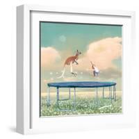 Jumping With Kangaroo-Nancy Tillman-Framed Art Print