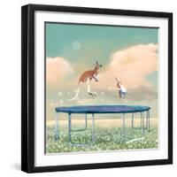 Jumping With Kangaroo-Nancy Tillman-Framed Art Print