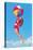 Jumping Woman with Beach Ball-null-Stretched Canvas