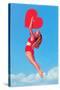 Jumping Woman with Red Heart-null-Stretched Canvas