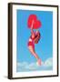 Jumping Woman with Red Heart-null-Framed Art Print