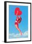 Jumping Woman with Red Heart-null-Framed Art Print