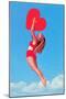 Jumping Woman with Red Heart-null-Mounted Art Print