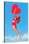 Jumping Woman with Red Heart-null-Stretched Canvas