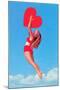 Jumping Woman with Red Heart-null-Mounted Art Print