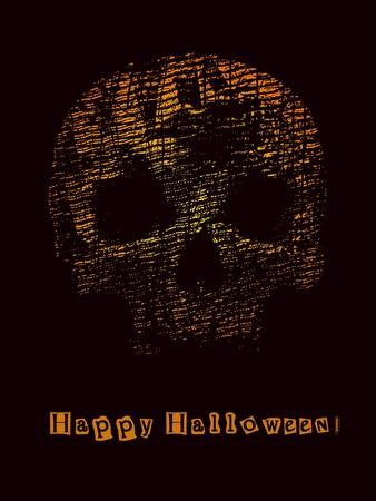 Halloween Poster with Skull. Vector Illustration.