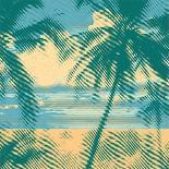 Tropical Idyllic Landscape with Palms Trees and Beach. Vector Illustration.-jumpingsack-Art Print