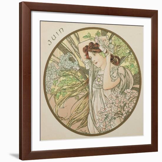 June, 1899 (Detail)-Alphonse Mucha-Framed Giclee Print