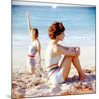 June 1956: Girls in Striped Swimsuit Modeling Beach Fashions in Cuba-Gordon Parks-Mounted Premium Photographic Print