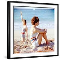 June 1956: Girls in Striped Swimsuit Modeling Beach Fashions in Cuba-Gordon Parks-Framed Photographic Print