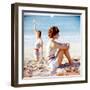 June 1956: Girls in Striped Swimsuit Modeling Beach Fashions in Cuba-Gordon Parks-Framed Photographic Print