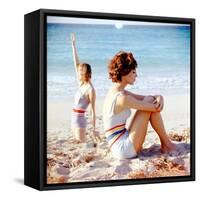 June 1956: Girls in Striped Swimsuit Modeling Beach Fashions in Cuba-Gordon Parks-Framed Stretched Canvas