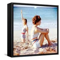 June 1956: Girls in Striped Swimsuit Modeling Beach Fashions in Cuba-Gordon Parks-Framed Stretched Canvas