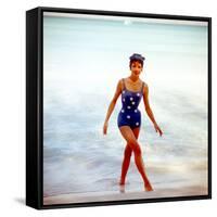 June 1956: Woman in Polka-Dot Swimsuit Modeling Beach Fashions in Cuba-Gordon Parks-Framed Stretched Canvas