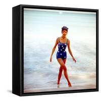June 1956: Woman in Polka-Dot Swimsuit Modeling Beach Fashions in Cuba-Gordon Parks-Framed Stretched Canvas